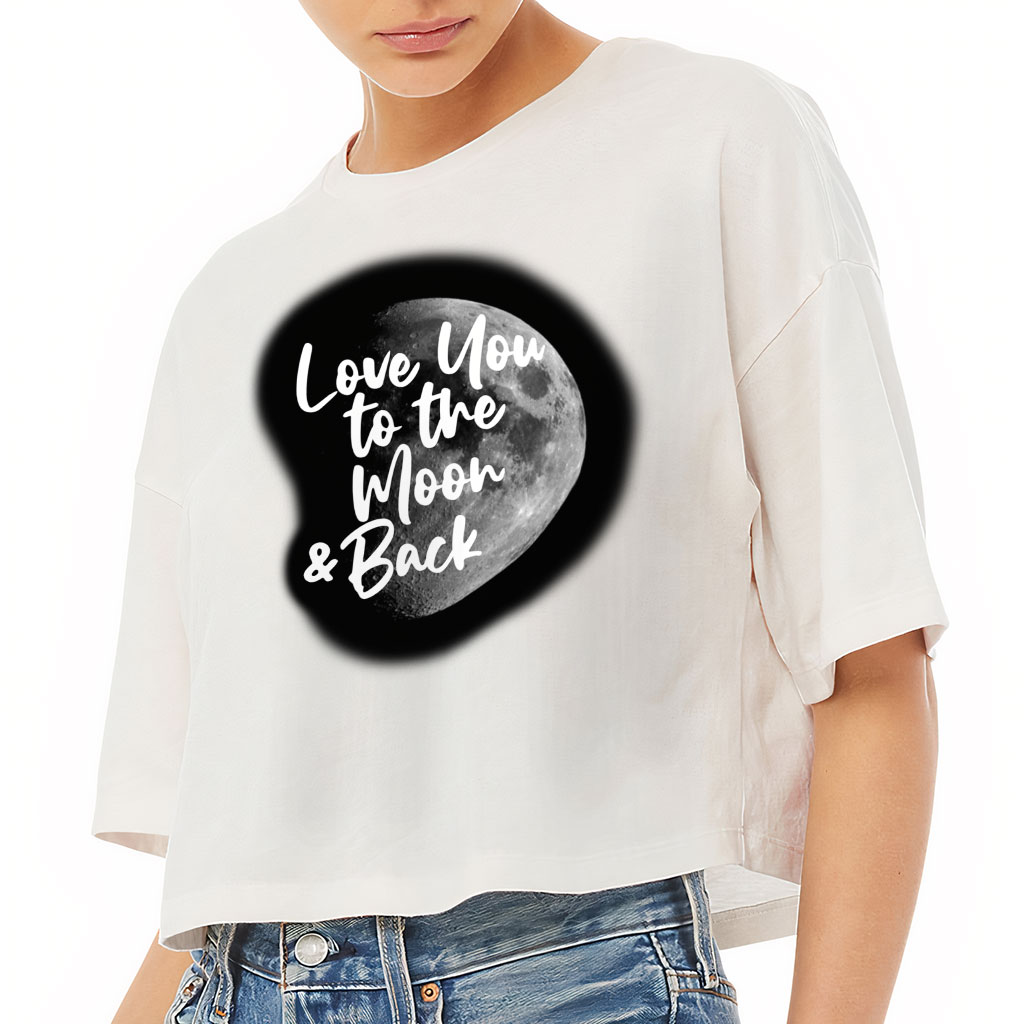 Love You to the Moon and Back Women's Crop Tee Shirt - Moon Graphic Cropped T-Shirt - Cool Trendy Crop Top - Image 3