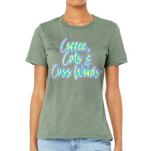 Cats Coffee Cuss Words Women's T-Shirt - Funny T-Shirt - Trendy Relaxed Tee