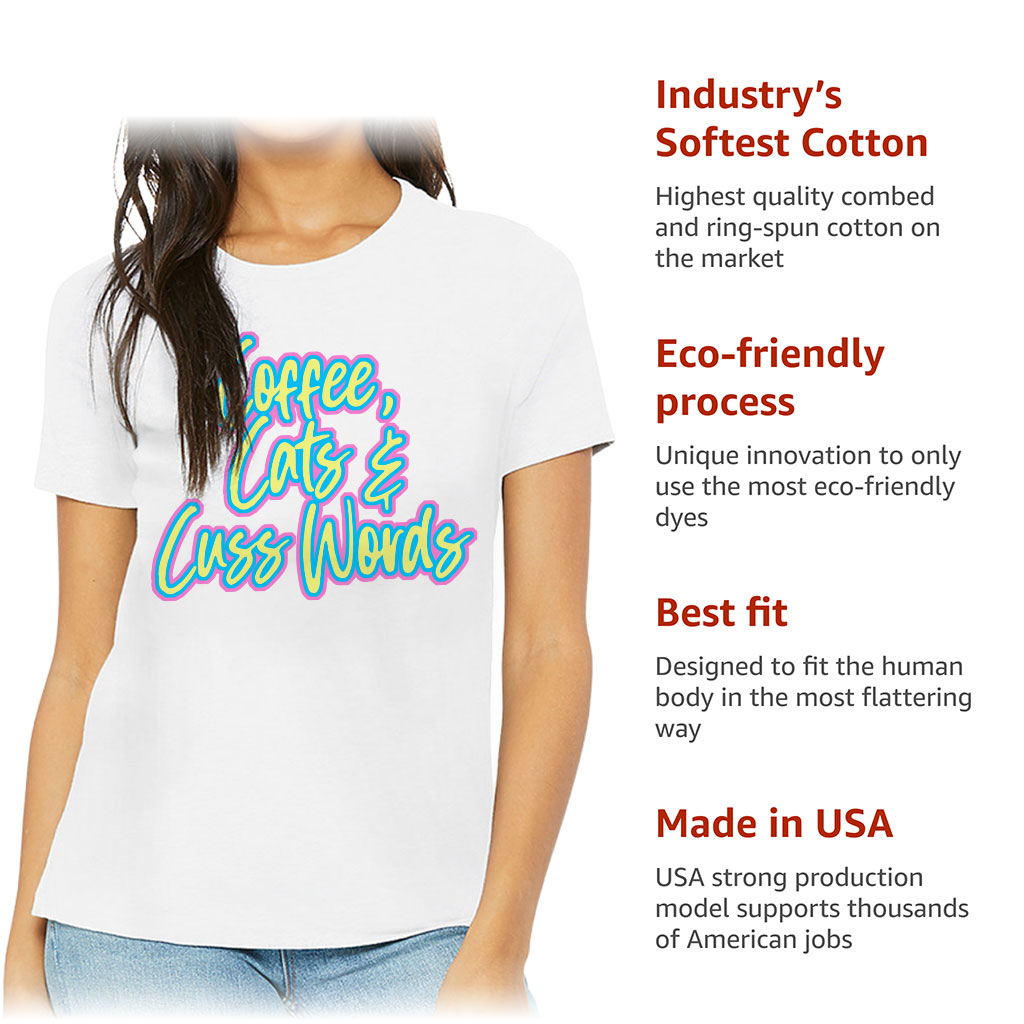 Cats Coffee Cuss Words Women's T-Shirt - Funny T-Shirt - Trendy Relaxed Tee - Image 6