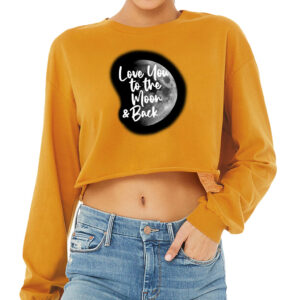 Love You to the Moon and Back Cropped Long Sleeve T-Shirt - Moon Graphic Women's T-Shirt - Cool Trendy Long Sleeve Tee