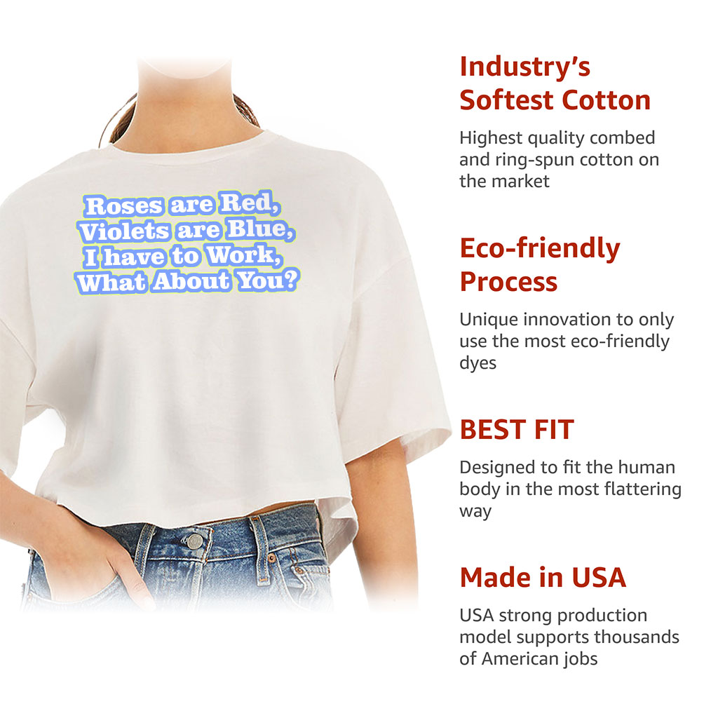 Roses are Red Women's Crop Tee Shirt - Funny Design Cropped T-Shirt - Themed Crop Top - Image 6