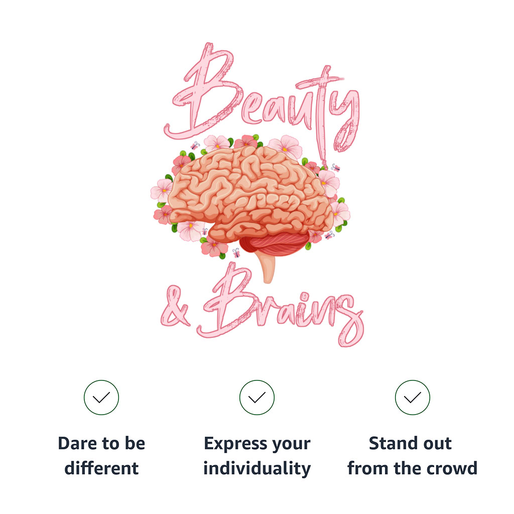 Beauty and Brains Women's Cropped T-Shirt - Floral Crop Top - Illustration Cropped Tee - Image 7