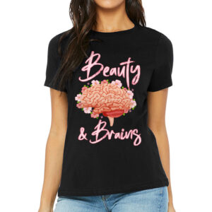 Beauty and Brains Women's T-Shirt - Floral T-Shirt - Illustration Relaxed Tee