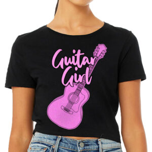Guitar Design Women's Cropped T-Shirt - Graphic Crop Top - Cute Cropped Tee