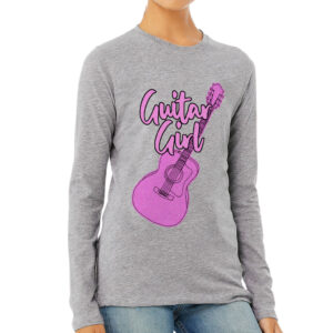 Guitar Design Women's Long Sleeve T-Shirt - Graphic Long Sleeve Tee - Cute T-Shirt