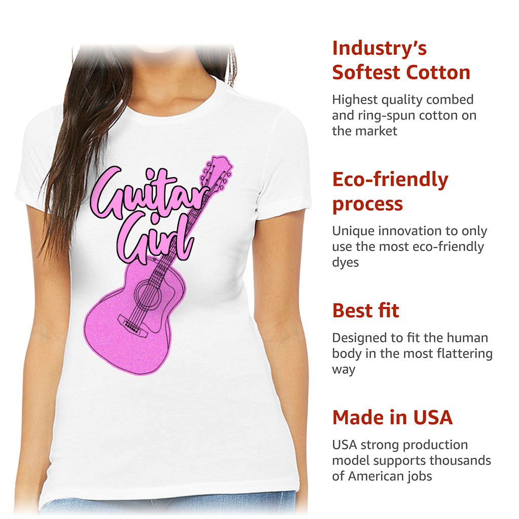 Guitar Design Slim Fit T-Shirt - Graphic Women's T-Shirt - Cute Slim Fit Tee - Image 6