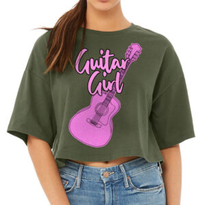 Guitar Design Women's Crop Tee Shirt - Graphic Cropped T-Shirt - Cute Crop Top