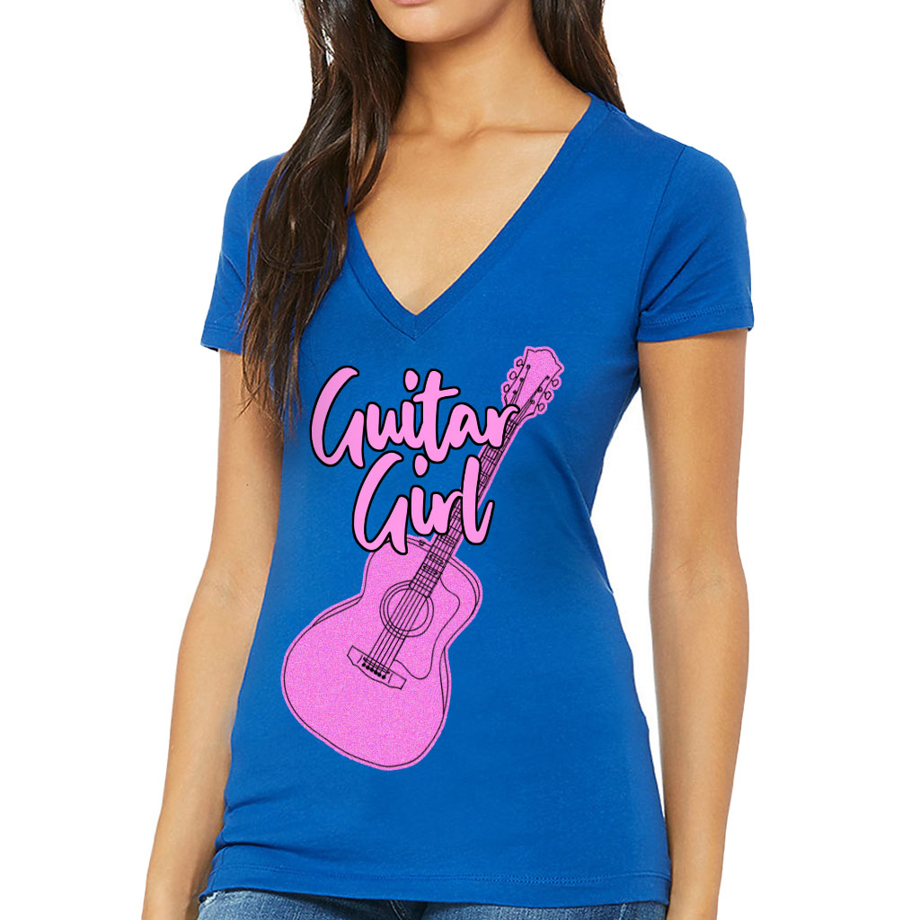 Guitar Design Women's V-Neck T-Shirt - Graphic V-Neck Tee - Cute T-Shirt - Image 3