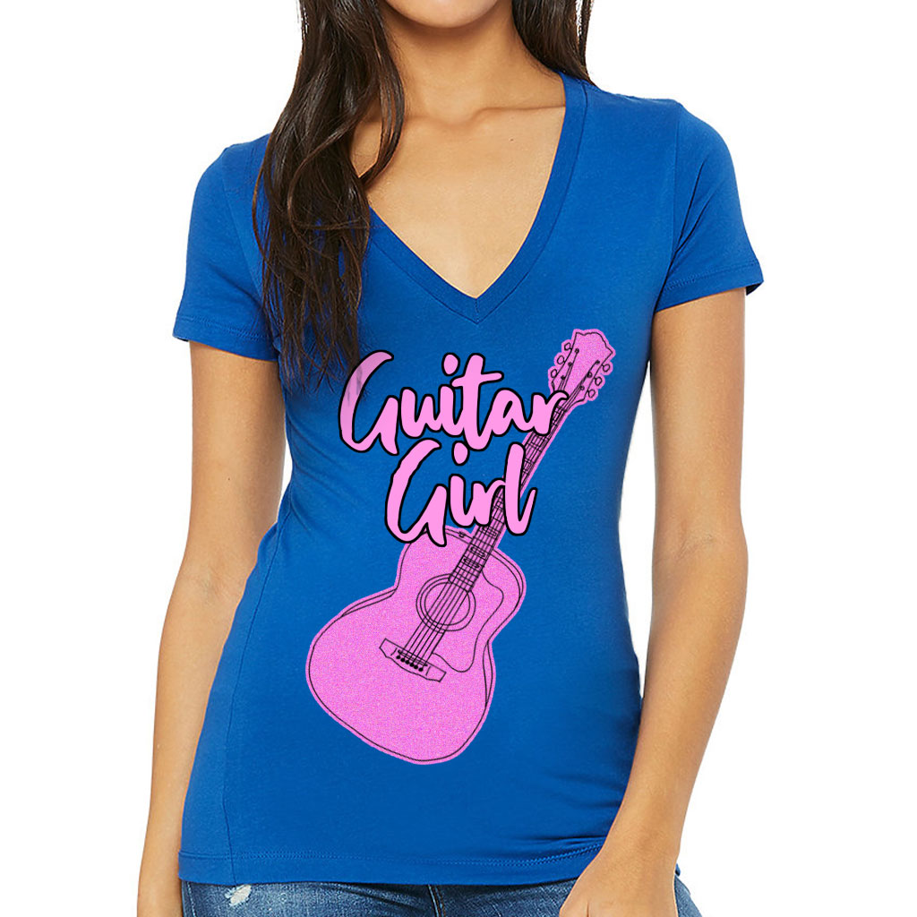 Guitar Design Women's V-Neck T-Shirt - Graphic V-Neck Tee - Cute T-Shirt - Image 2
