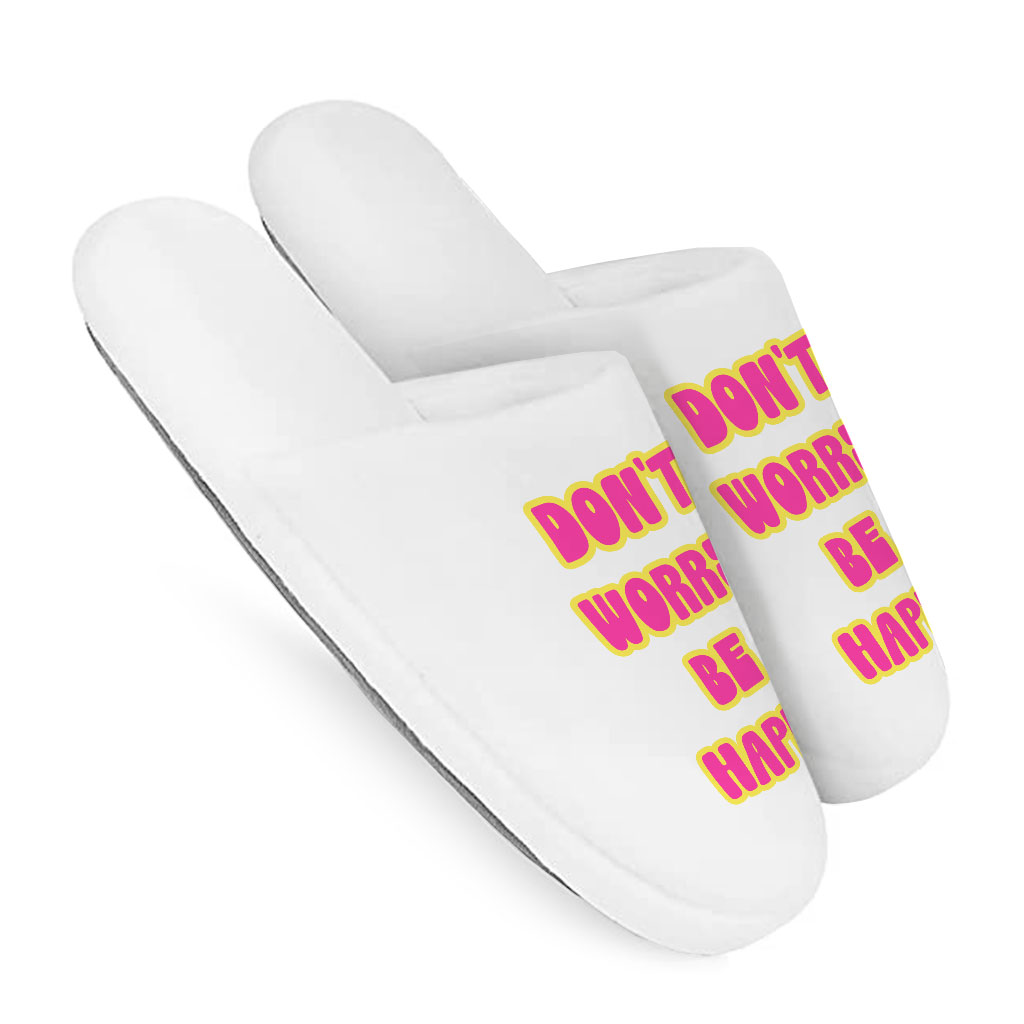 Don't Worry Be Happy Memory Foam Slippers - Cute Slippers - Trendy Slippers - Image 3
