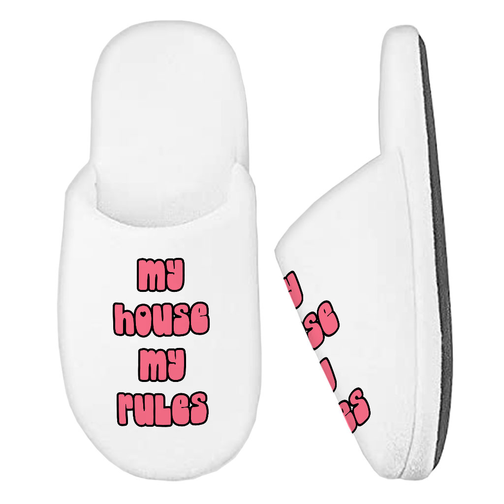 My House Rules Memory Foam Slippers - Cute Slippers - Best Design Slippers