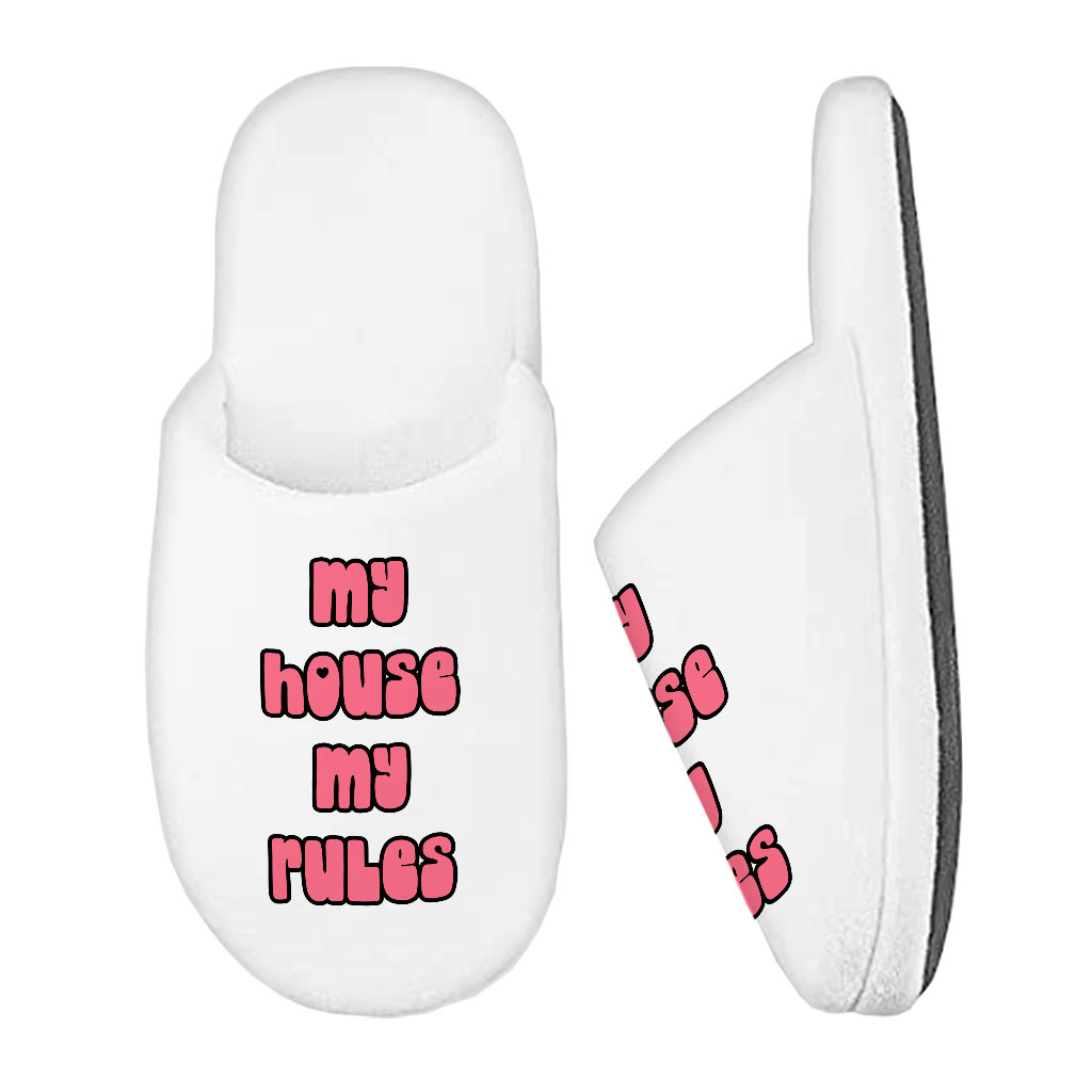 My House Rules Memory Foam Slippers - Cute Slippers - Best Design Slippers - Image 2