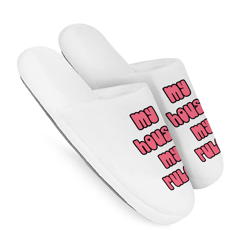 My House Rules Memory Foam Slippers - Cute Slippers - Best Design Slippers - Image 3