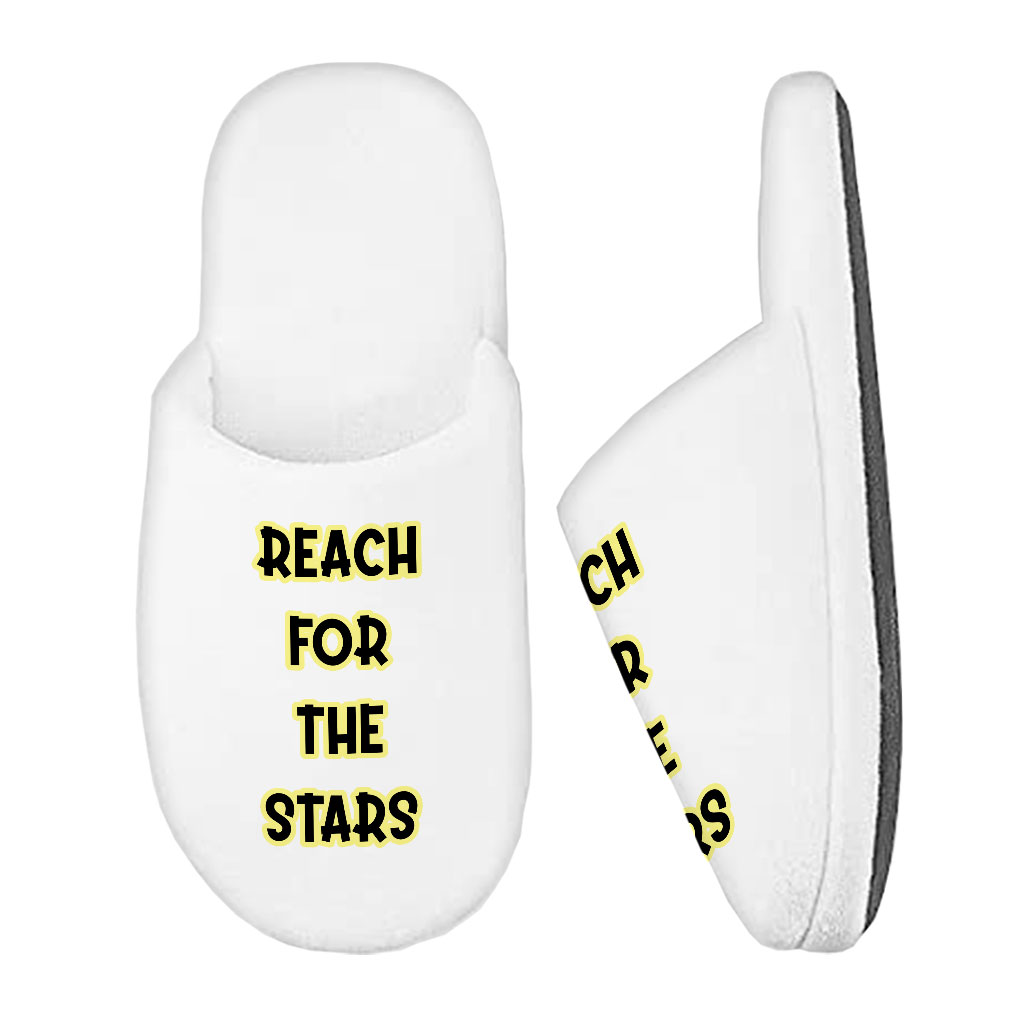 Reach for the Stars Memory Foam Slippers - Motivational Quote Slippers - Cool Slippers - Image 2