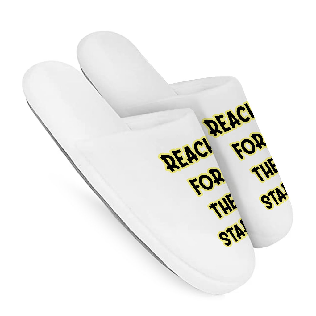 Reach for the Stars Memory Foam Slippers - Motivational Quote Slippers - Cool Slippers - Image 3