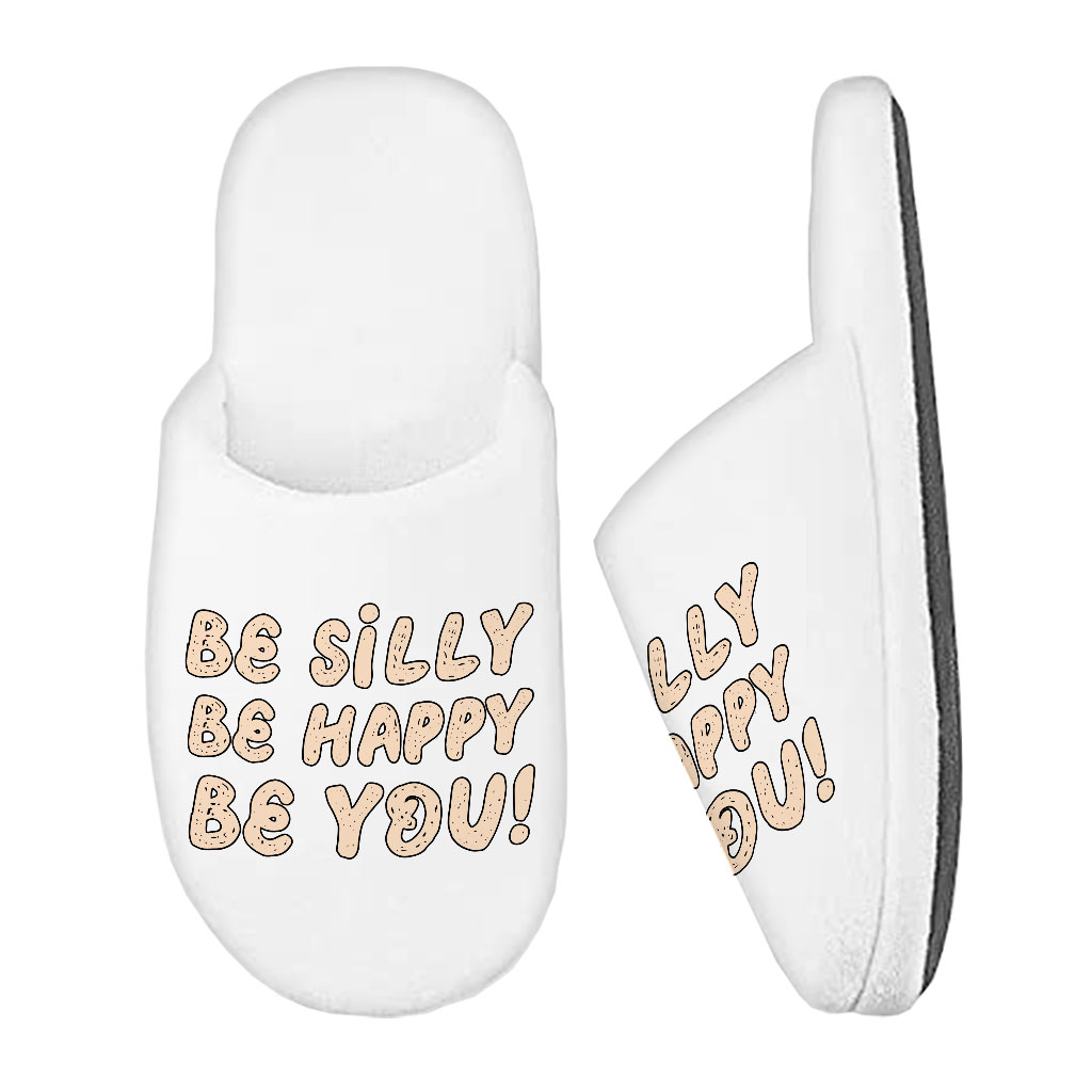 Be Happy Memory Foam Slippers - Be You Slippers - Cool Trendy Slippers - Image 2