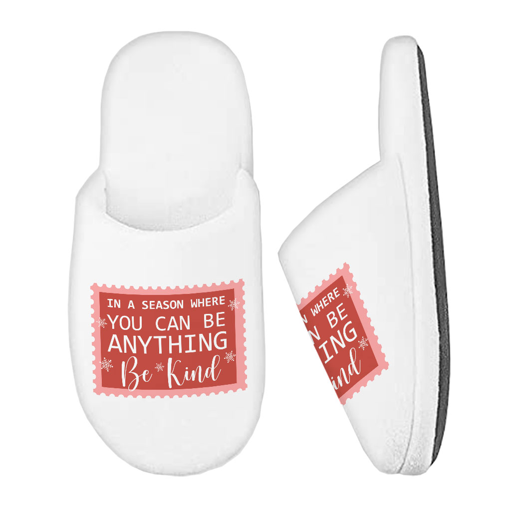 Be Kind Memory Foam Slippers - Christmas Quotes Slippers - X-mas Slippers - Image 2