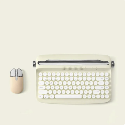 Retro Steampunk Wireless Keyboard and Mouse Combo - Bluetooth Mechanical Typewriter Keyboard for Home Office