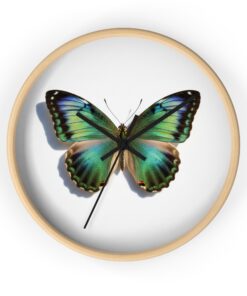 Alternative view of Butterfly Wall Clock — Teal Green Realistic Butterfly Decorative Clock