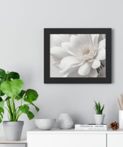Framed Poster — White Floral Wall Art (Horizontal)