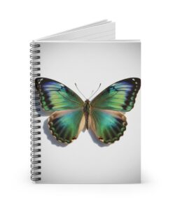 Alternative view of Green Blue Butterfly Spiral Notebook — Ruled Journal for Nature Lovers