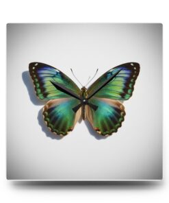 Alternative view of Butterfly Acrylic Wall Clock — Green Blue Tropical Home Decor