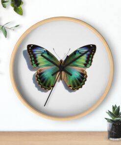 Butterfly Wall Clock — Teal Green Realistic Butterfly Decorative Clock