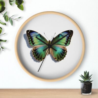 Butterfly Wall Clock — Teal Green Realistic Butterfly Decorative Clock