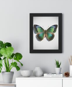 Framed Poster - Green Blue Butterfly Wall Art (Vertical)