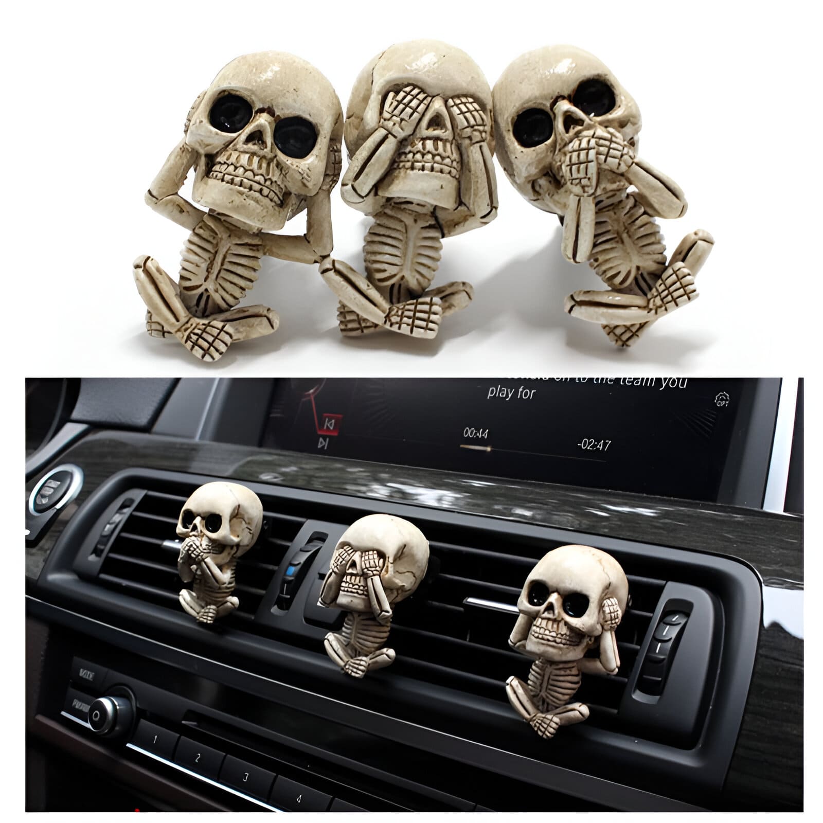 Skeleton Skull Car Air Freshener Vent Clip - Image 2
