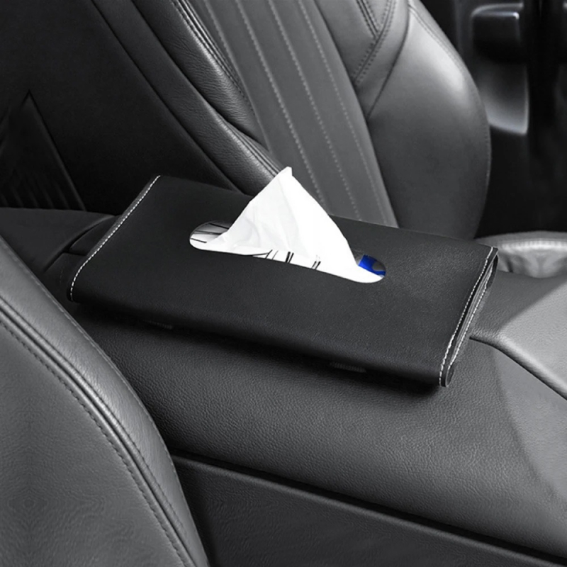 PU Leather Car Sun Visor Tissue Box Holder - Image 2