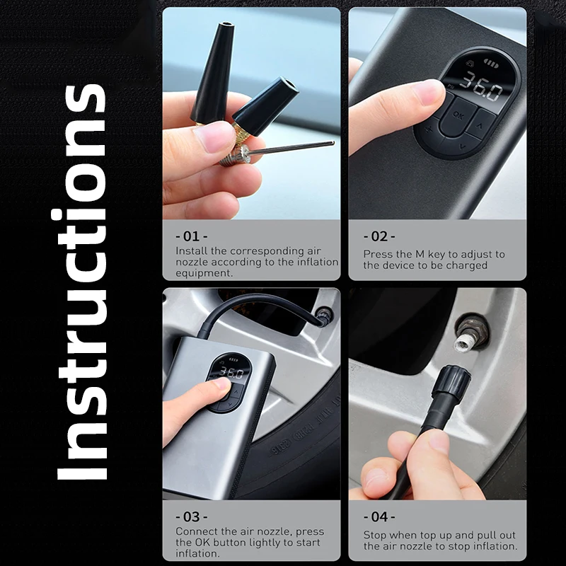 Portable Smart Digital Tire Inflator Pump with Auto Pressure Detection - Image 5