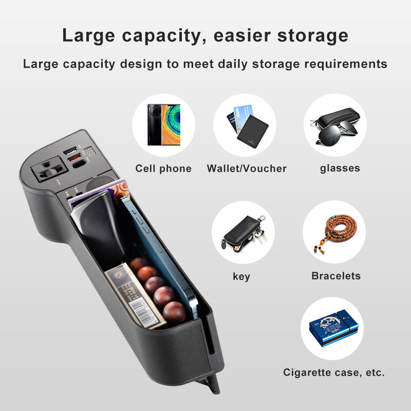USB Car Seat Gap Organizer with LED Display and 220V Power Adapter - Image 6
