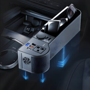 USB Car Seat Gap Organizer with LED Display and 220V Power Adapter