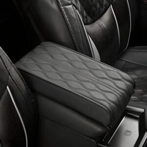 Wave Embroidered PU Leather Car Armrest Cushion