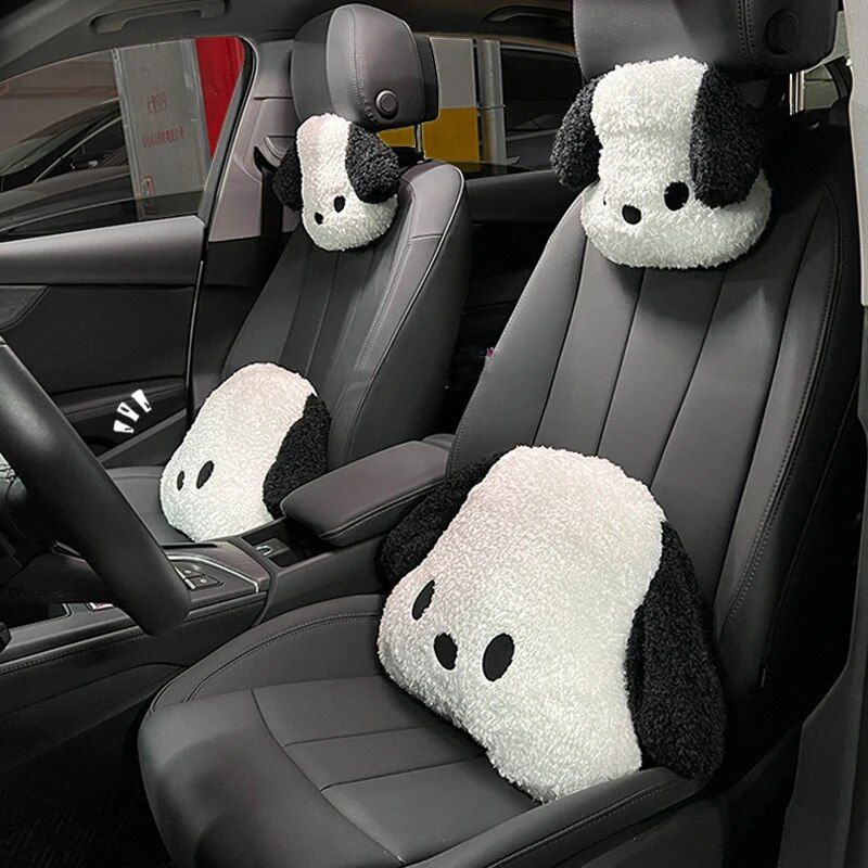 Plush Pochacco Anime Car Headrest & Lumbar Support Pillow - Image 2