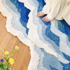 Fluffy Ocean Wave Rug for Bedroom and Living Room
