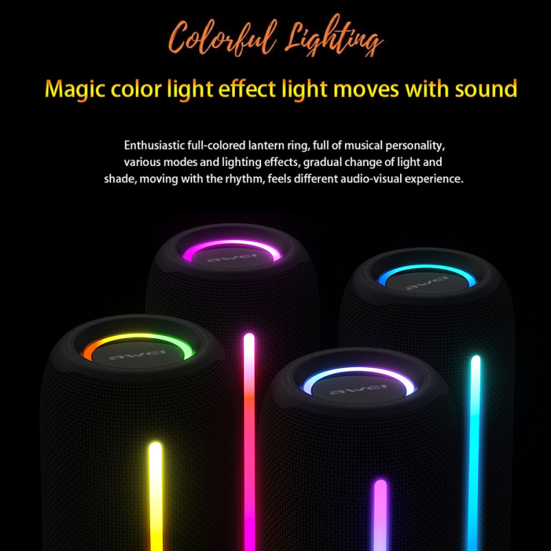 Portable Bluetooth Speaker with LED Lights & Waterproof Soundbar - Image 3