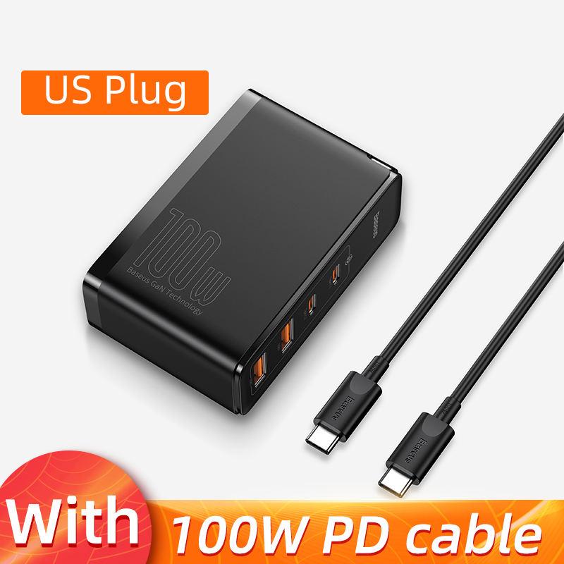 US Plug 4 port Black