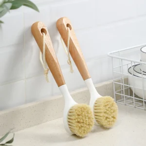 Wooden Long Handle Kitchen Cleaning Brush - Eco-Friendly Dish & Pot Scrubber