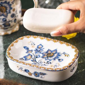 Elegant French Ceramic Soap Dish with Drain