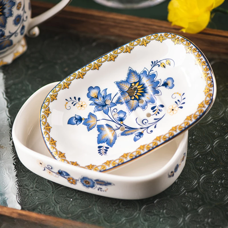 Elegant French Ceramic Soap Dish with Drain - Image 5