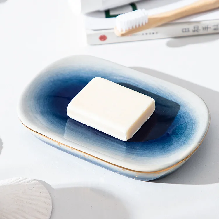 Elegant Blue Starry Sky Ceramic Bathroom Set - Image 7