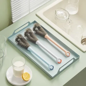 360° Long Handle Baby Bottle Brush - Soft Food-Grade Cleaning Brush