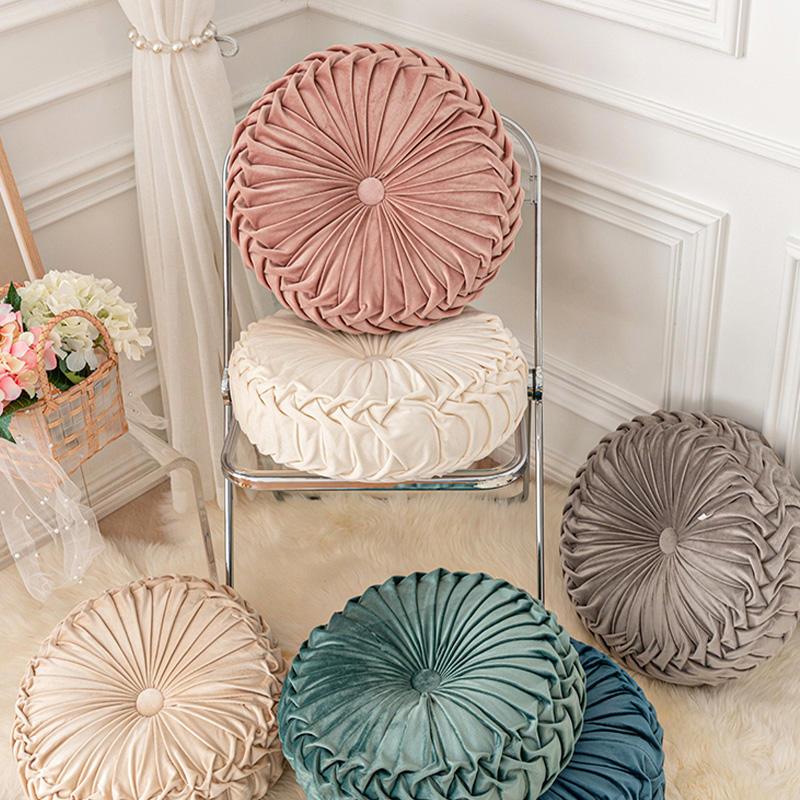 Round Velvet Pumpkin Pillow - Soft Dandelion Cushion for Sofa & Tatami