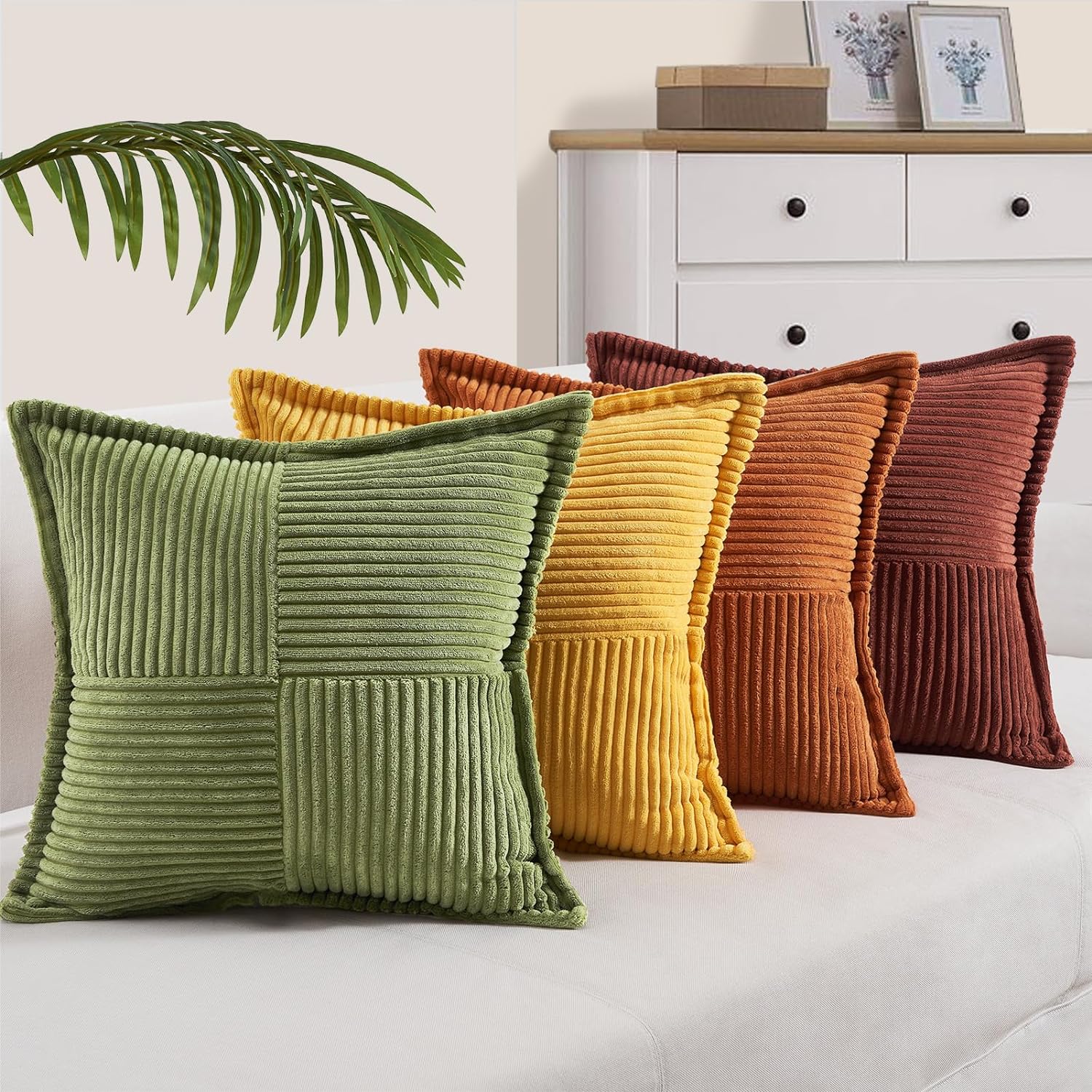 Striped Corduroy Throw Pillow Cover 18x18 Inch – Decorative Cushion Cover - Image 2