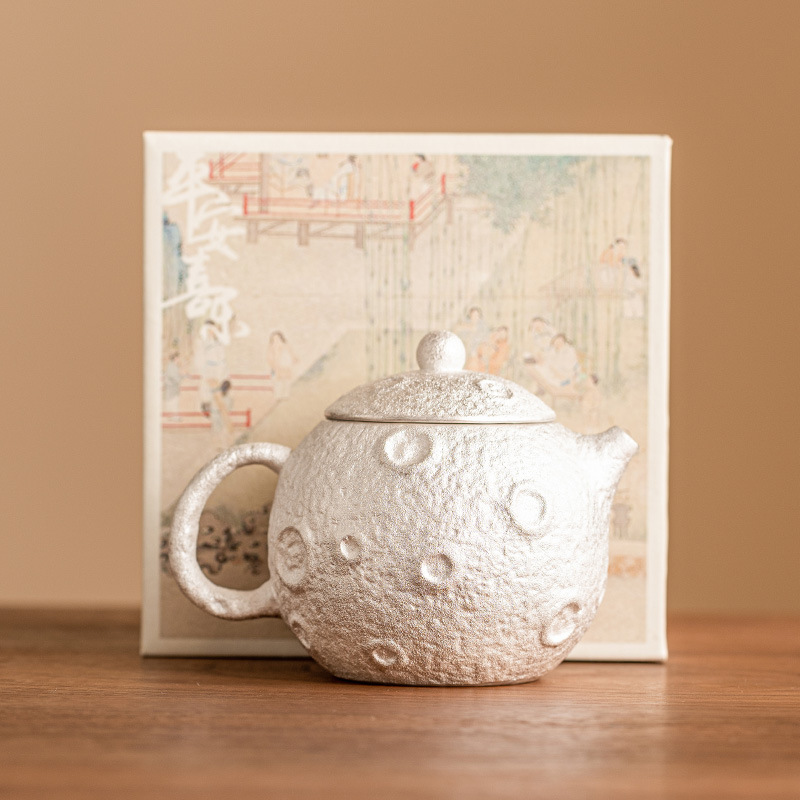 Gilded Silver Ceramic Teapot - Image 3