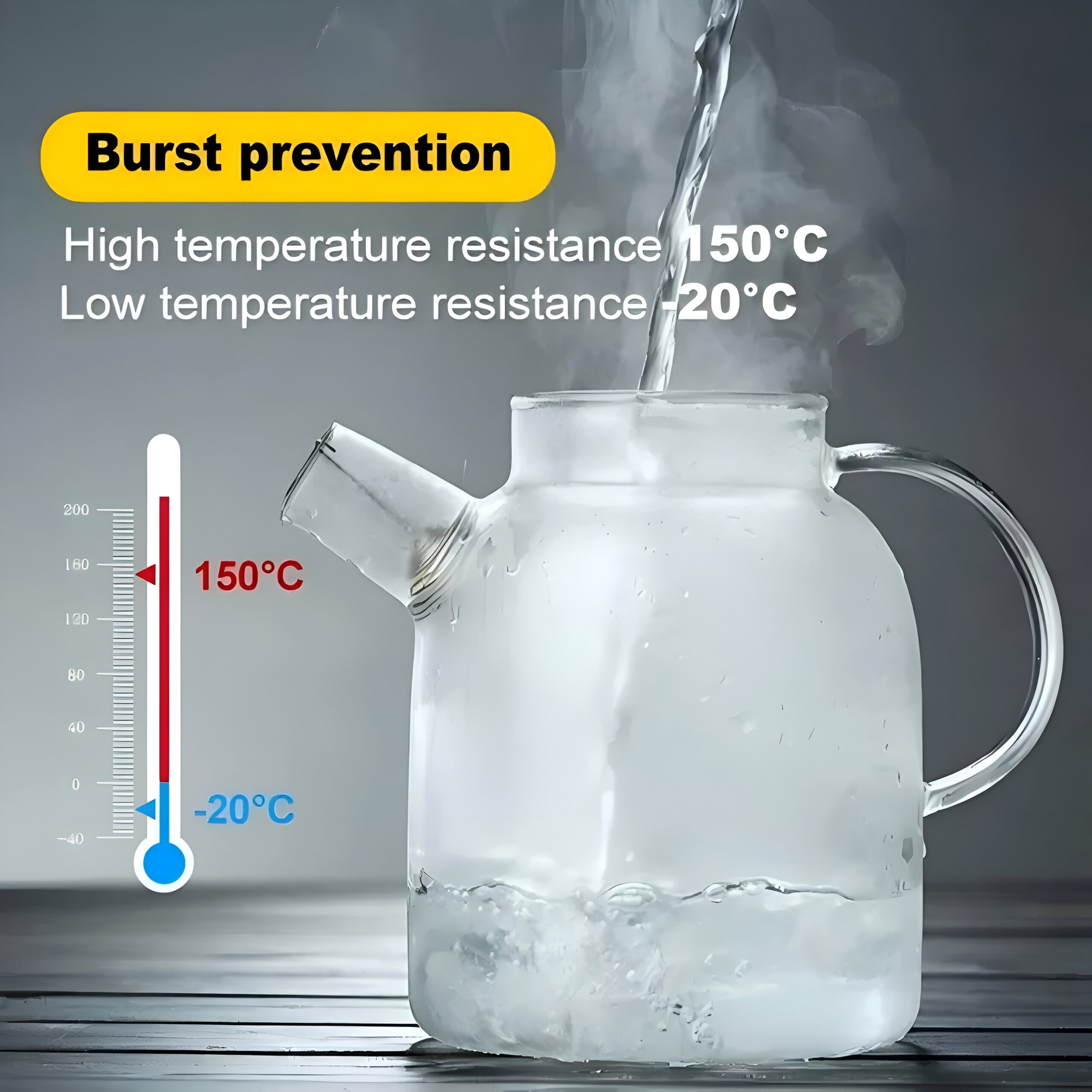 Transparent Glass Teapot with Wooden Lid - Image 5