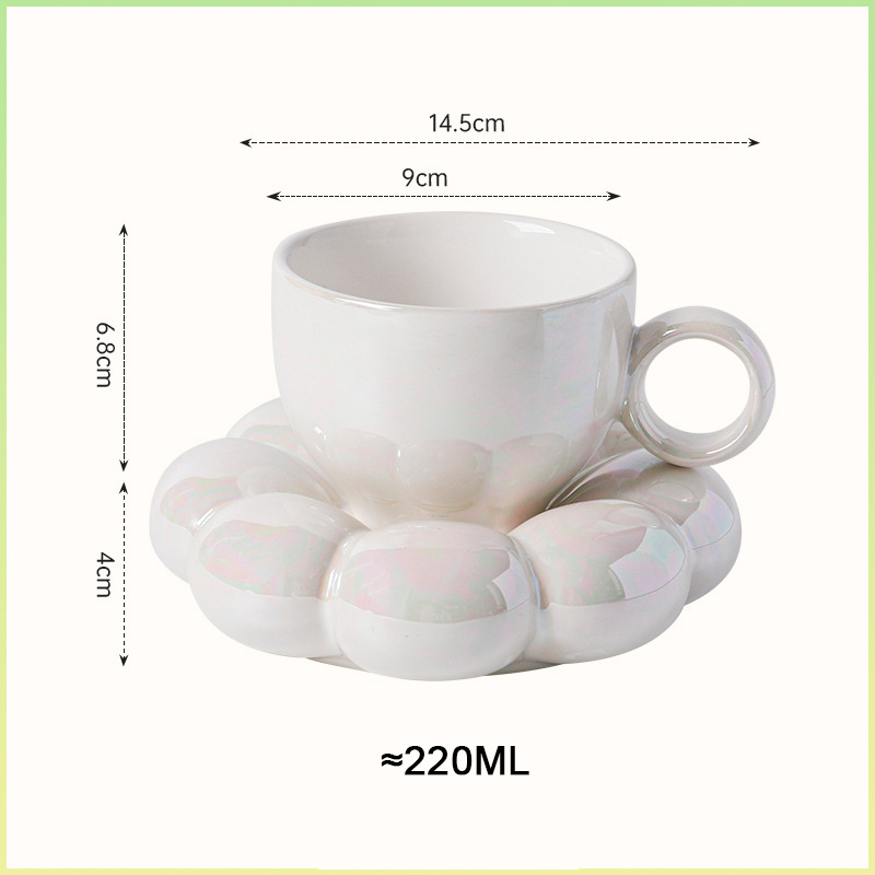 Flower-Shaped Ceramic Cappuccino Coffee Cup and Saucer Set - Image 7